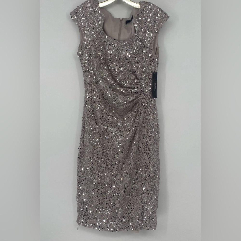 Tahari Sequin Embellished Mini Dress in Silver